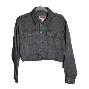 Nothing but a squeeze Women Tweed cropped button down Collared Jacket SZ.Lrg NWT